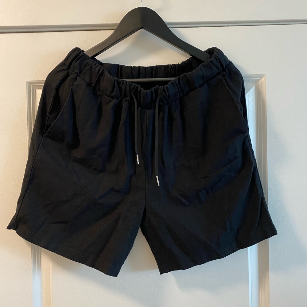 Black linen shorts